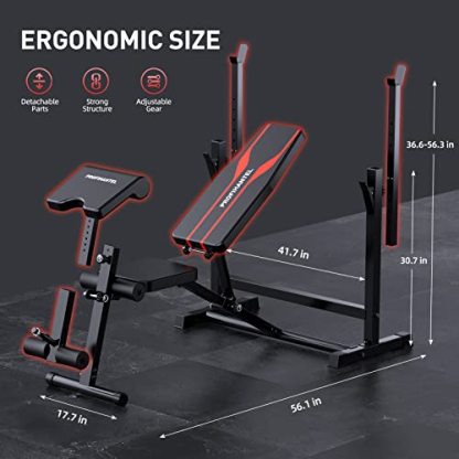 Adjustable Weight Bench, Olympic Workout Bench, Bench Press Set with Squat Rack