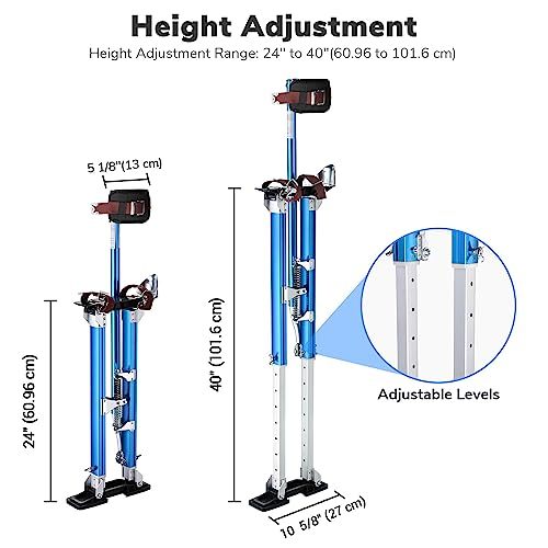 Yescom Drywall Stilts 24"-40" Adjustable Aluminum Tool Stilt with Knee Pads Protection