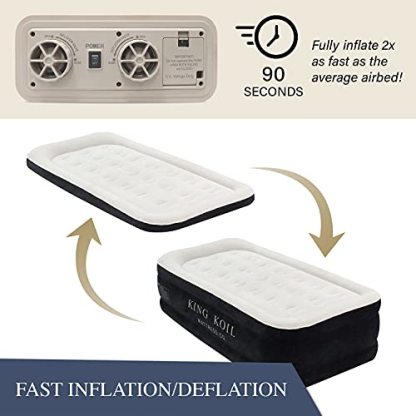 King Koil Luxury Twin Air Mattress with Built-in High Speed Pump for Camping, Home