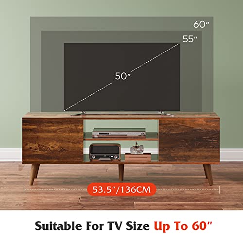 WLIVE TV Stand for 55 60 inch TV, Mid Century Modern TV Console, Entertainment Center