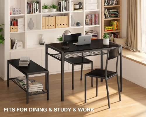 Gizoon Kitchen Table and 2 Chairs for 4 with Bench, 4 Piece Dining Table Set for Small Space
