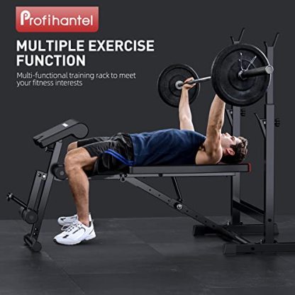 Adjustable Weight Bench, Olympic Workout Bench, Bench Press Set with Squat Rack
