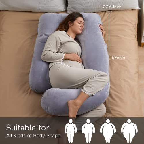 Momcozy Pregnancy Pillows for Sleeping, U Shaped Full Body Maternity Pillow with Removable Cover