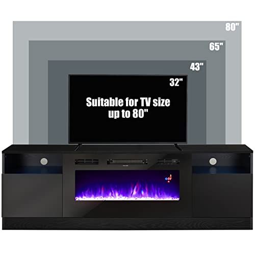 Amerlife Fireplace TV Stand with 36" Electric Fireplace, LED Light Entertainment Center