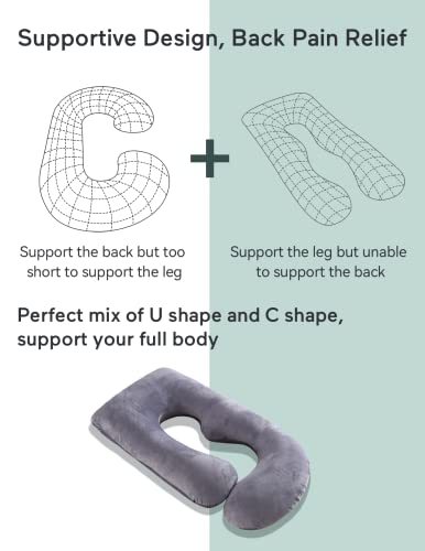 Momcozy Pregnancy Pillows for Sleeping, U Shaped Full Body Maternity Pillow with Removable Cover