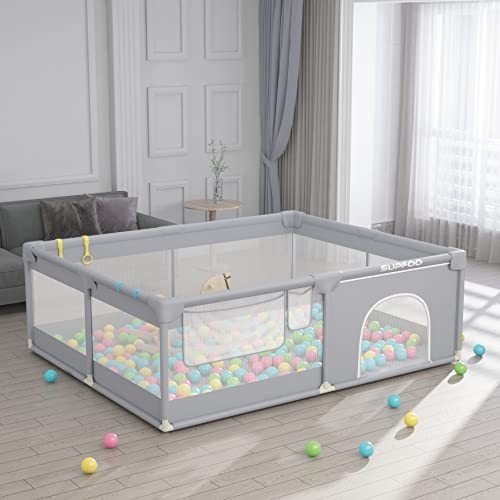 SUPFOO Extra Large Baby Playpen with Mat 71"x59"x27" for Babies and Toddlers Thickened Sponges