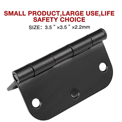 30 Pack Rounded Matte Black Door Hinges 3.5 Inch 5/8" Radius Interior