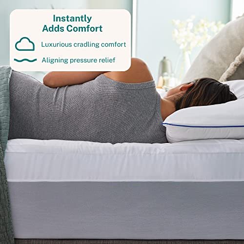 Sleep Innovations Dual Layer 4 Inch Memory Foam Mattress Topper, Queen Size, Ultra Soft