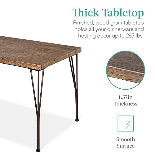 5-Piece Metal and Wood Indoor Modern Rectangular Dining Table Furniture Set for Kitchen, Dining Room
