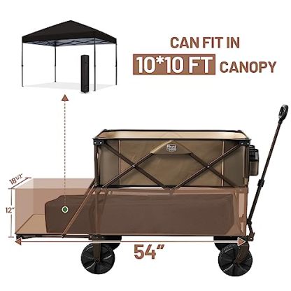 TIMBER RIDGE 400L Large Capacity Folding Double Decker Wagon, 54" Extra Long Extender Wagon Cart