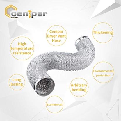 Cenipar Dryer Vent Hose-4 inch Ducting Vent Hose Flexible Aluminum Foil Non-Insulated