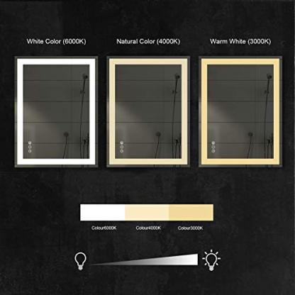 Amorho LED Vanity Bathroom Mirror 40"x 32" with Front and Backlit, Stepless Dimmable Double Wall Mirror