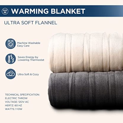 Westinghouse Electric Heated Blanket King Size, Super Cozy Soft Flannel 100" x 90"