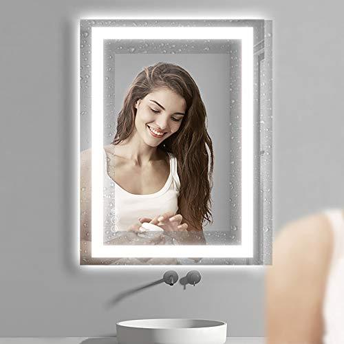 Amorho LED Vanity Bathroom Mirror 40"x 32" with Front and Backlit, Stepless Dimmable Double Wall Mirror