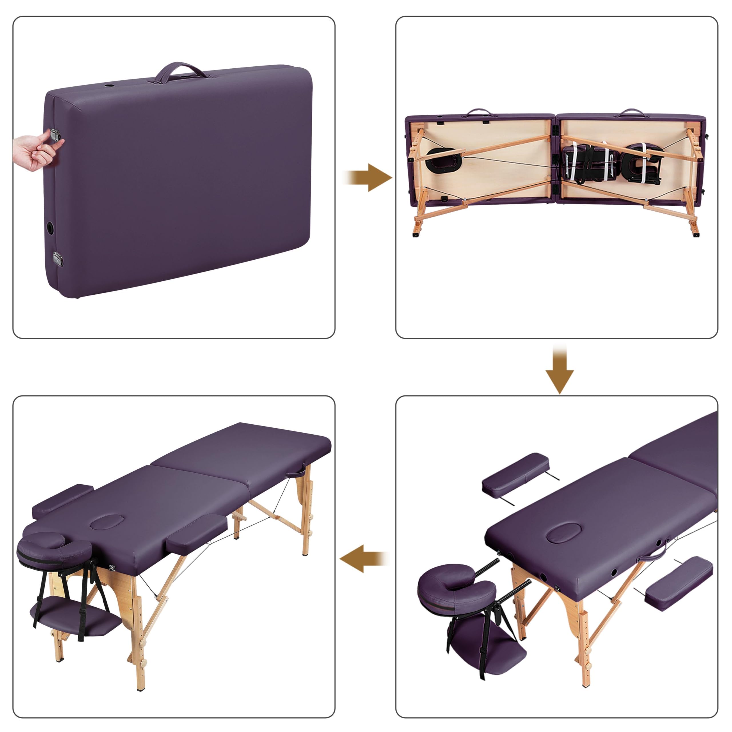 Yaheetech Spa Bed Portable Lash Bed Massage Bed Foldable Spa Tables Adjustable 2 Fold with Non-Woven Bag, Black
