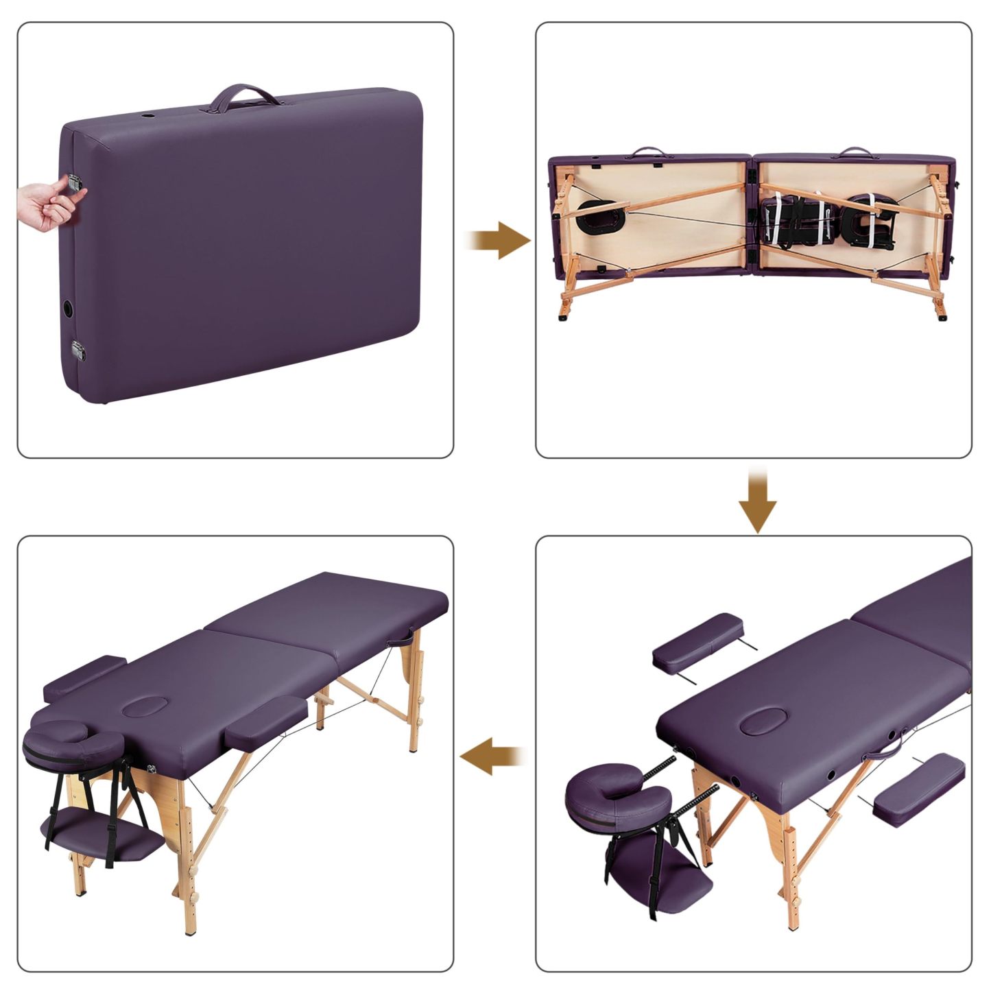 Yaheetech Spa Bed Portable Lash Bed Massage Bed Foldable Spa Tables Adjustable 2 Fold with Non-Woven Bag, Black