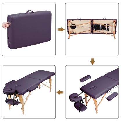 Yaheetech Spa Bed Portable Lash Bed Massage Bed Foldable Spa Tables Adjustable 2 Fold with Non-Woven Bag, Black