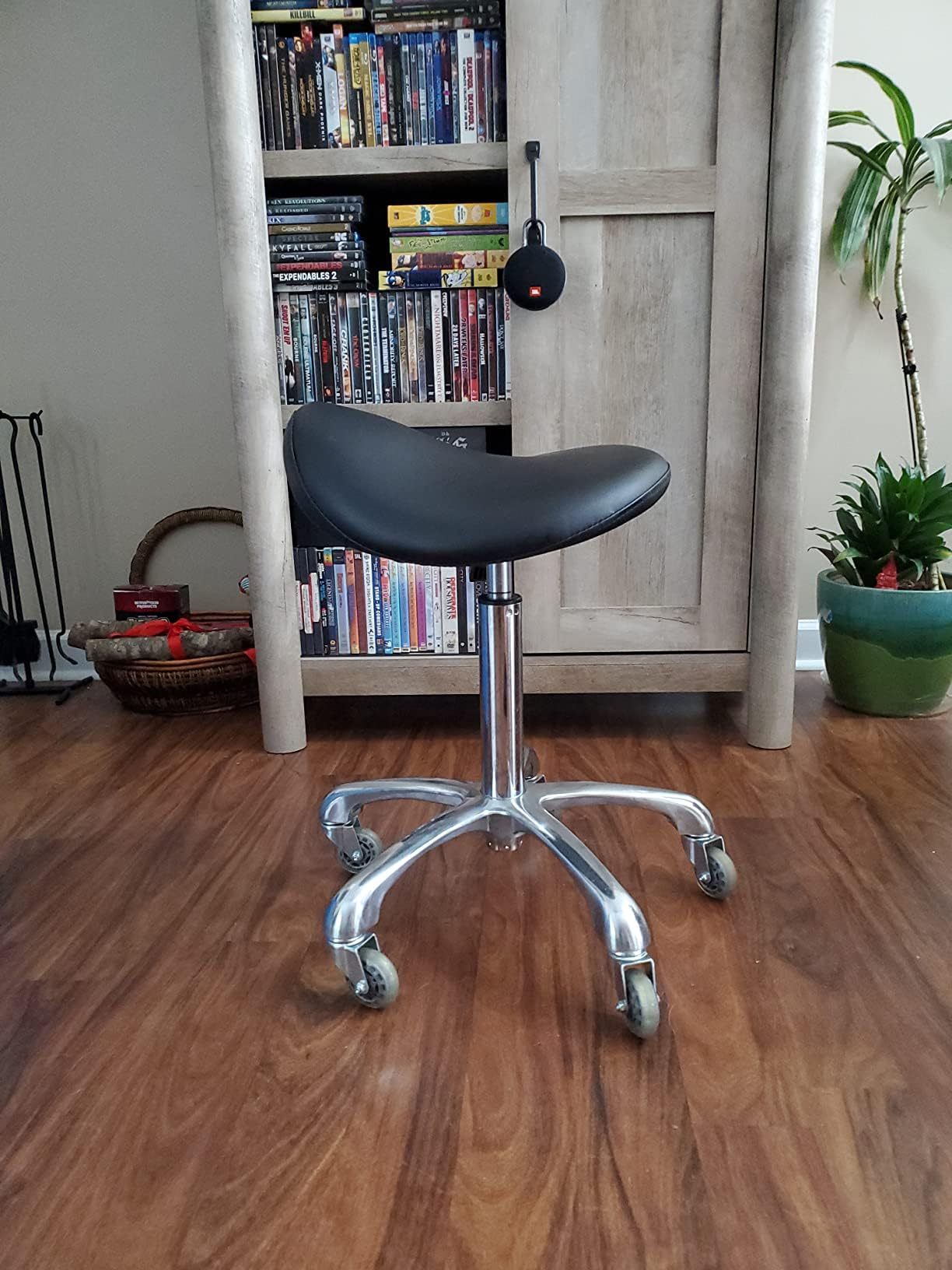 FRNIAMC Professional Saddle Stool with Wheels Ergonomic Swivel Rolling Height Adjustable