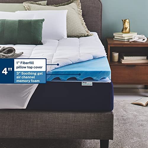 Sleep Innovations Dual Layer 4 Inch Memory Foam Mattress Topper, Queen Size, Ultra Soft