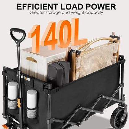 Uyittour Collapsible Wagon Cart Heavy Duty Foldable, Utility Grocery Wagon for Camping Sports Shopping