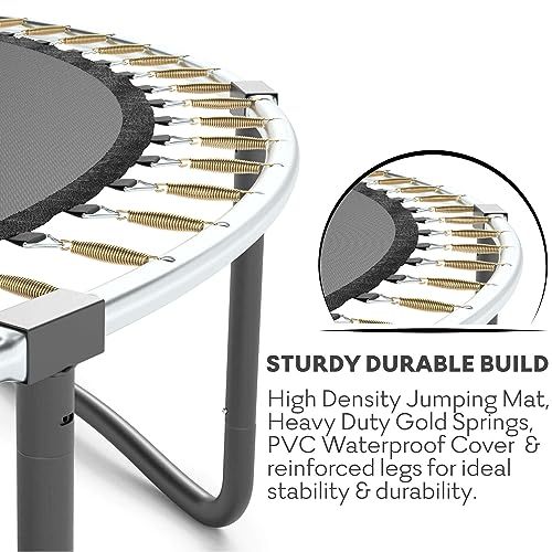 JUMPZYLLA Recreational Trampoline with Enclosure and Ladder, Galvanized Anti-Rust Coating