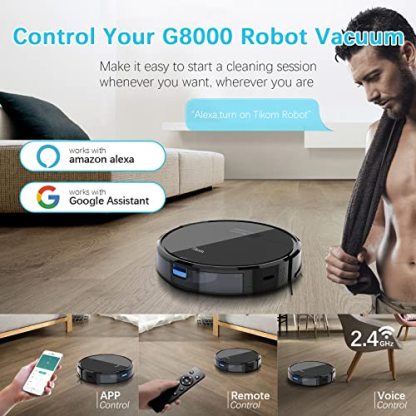 Tikom Robot Vacuum and Mop, G8000 Robot Vacuum Cleaner, 2700Pa Strong Suction
