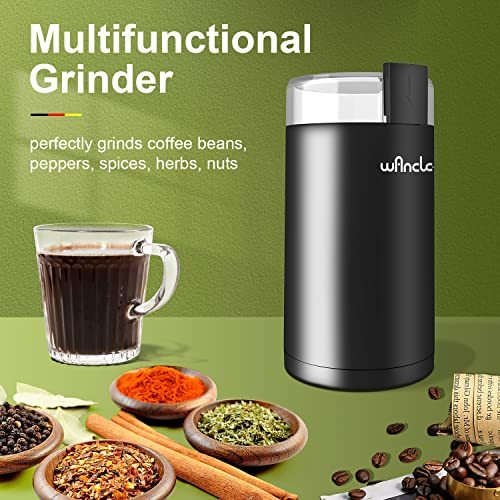 Wancle Electric Coffee Grinder, Quiet Spice Grinder, One Touch Coffee Mill for Beans