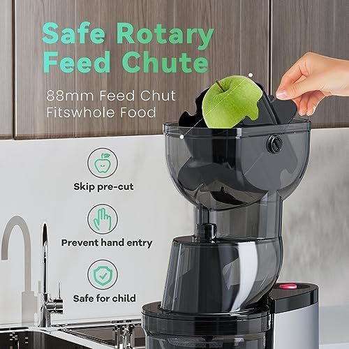 Masticating Juicer, 300W Professional Slow Juicer with 3.5-inch Large Feed Chute