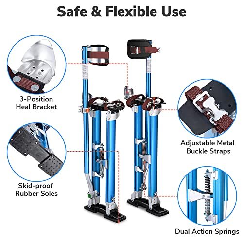 Yescom Drywall Stilts 24"-40" Adjustable Aluminum Tool Stilt with Knee Pads Protection