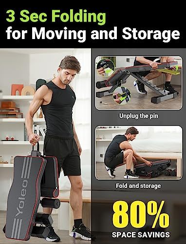 Yoleo Adjustable Weight Bench for Full Body Workout, Foldable Bench Press Bench