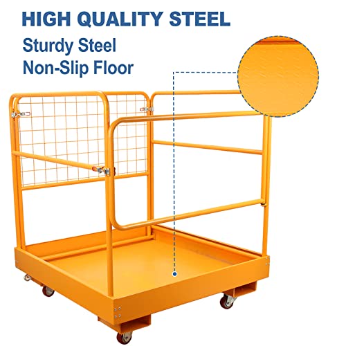 Sidasu Forklift Safety Cage 36x36 Inches Forklift Work Platform 1200LBS Capacity