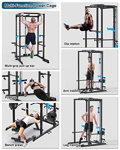 ULTRA FUEGO Power Cage, Multi-Functional Power Rack with J-Hooks, Dip Handles