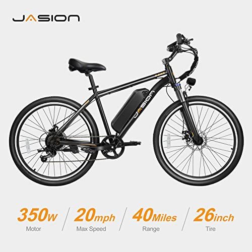 Jasion Electric Mountain Bike for Adults with 360Wh Removable Battery, 40Miles 20MPH
