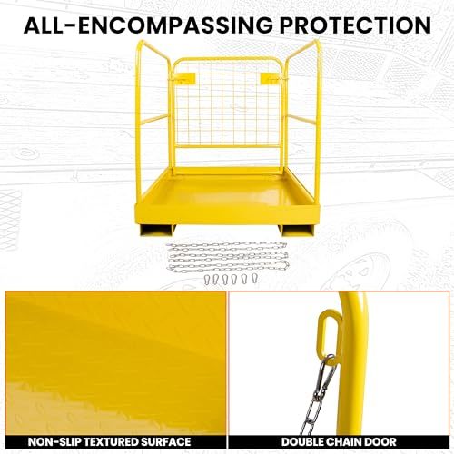 KUAFU 36x36 Forklift Safety Cage Heavy Duty Steel Forklift Man Basket 1200 LBS