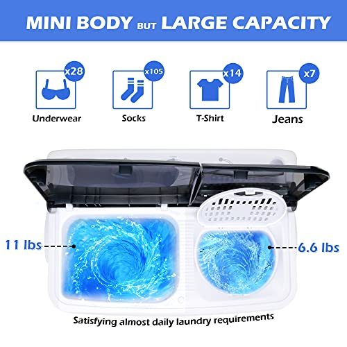 HABUTWAY Portable Washing Machine 17.6Lbs Capacity Washer and Dryer Combo