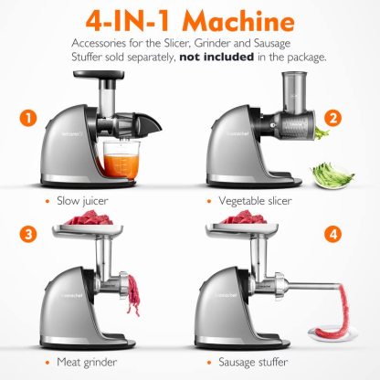 Masticating Juicer Machines, AMZCHEF Slow Cold Press Juicer with Reverse Function