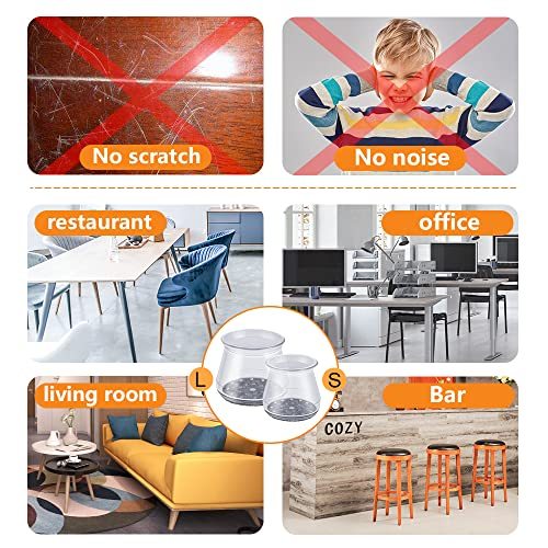 32 Pcs Chair Leg Protectors for Hardwood Floors, Silicone Felt Furniture Leg Cover Pad