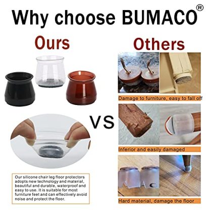 BUMACO 40Pcs Chair Leg Floor Protectors Silicone Covers to Protect Floors