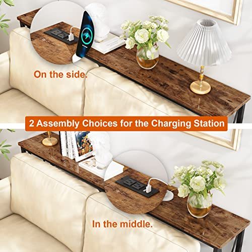 SUPERJARE 70 Inch Console Table with 2 Outlet and 2 USB Ports