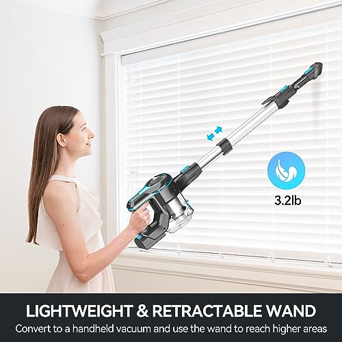 INSE Cordless Vacuum Cleaner, 6-in-1 Rechargeable Stick Vacuum with 2200 mAh Battery