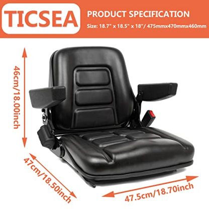 Universal Fold Down Forklift Seat, Micro Switch, Armrest And Safety Belt, for Tractor