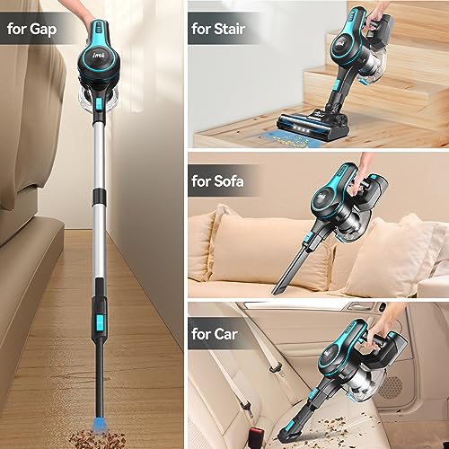 INSE Cordless Vacuum Cleaner, 6-in-1 Rechargeable Stick Vacuum with 2200 mAh Battery