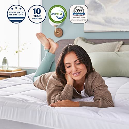 Sleep Innovations Dual Layer 4 Inch Memory Foam Mattress Topper, Queen Size, Ultra Soft