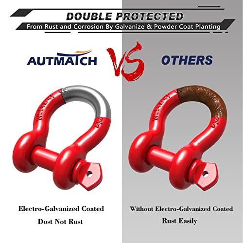 AUTMATCH D Ring Shackle 3/4" Shackles (2 Pack) 41,887Ibs Break Strength with 7/8" Screw Pin