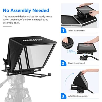 NEEWER Teleprompter X14 with RT-110 Remote & APP Control with iPad Android Tablet, Smartphone