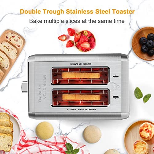 whall Toaster 2 slice Stainless Steel Toasters with Bagel, Cancel, Defrost Function, for Various Bread Types