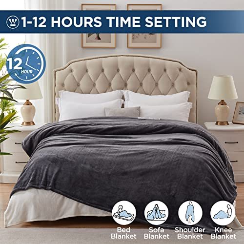 Westinghouse Electric Heated Blanket King Size, Super Cozy Soft Flannel 100" x 90"