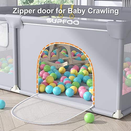SUPFOO Extra Large Baby Playpen with Mat 71"x59"x27" for Babies and Toddlers Thickened Sponges