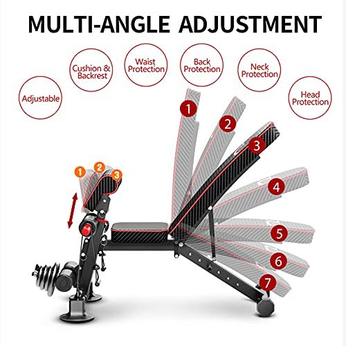 Adjustable Weight Bench - Utility Weight Benches for Full Body Workout, Foldable Flat