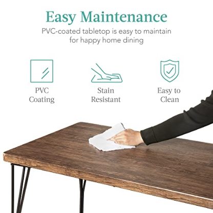 5-Piece Metal and Wood Indoor Modern Rectangular Dining Table Furniture Set for Kitchen, Dining Room